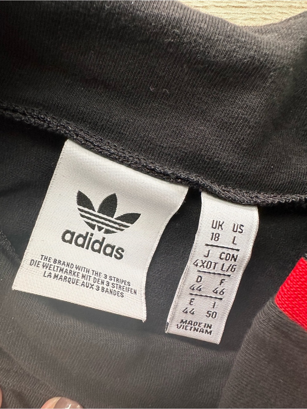 Adidas Originals Adicolor Tricolor Mock Neck Long Sleeve Top Black L GN2859 - Picture 10 of 10